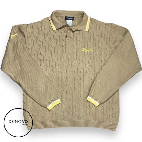 Sean John Other - Sean John Men’s Cable Knit Collared Sweater XL Tan